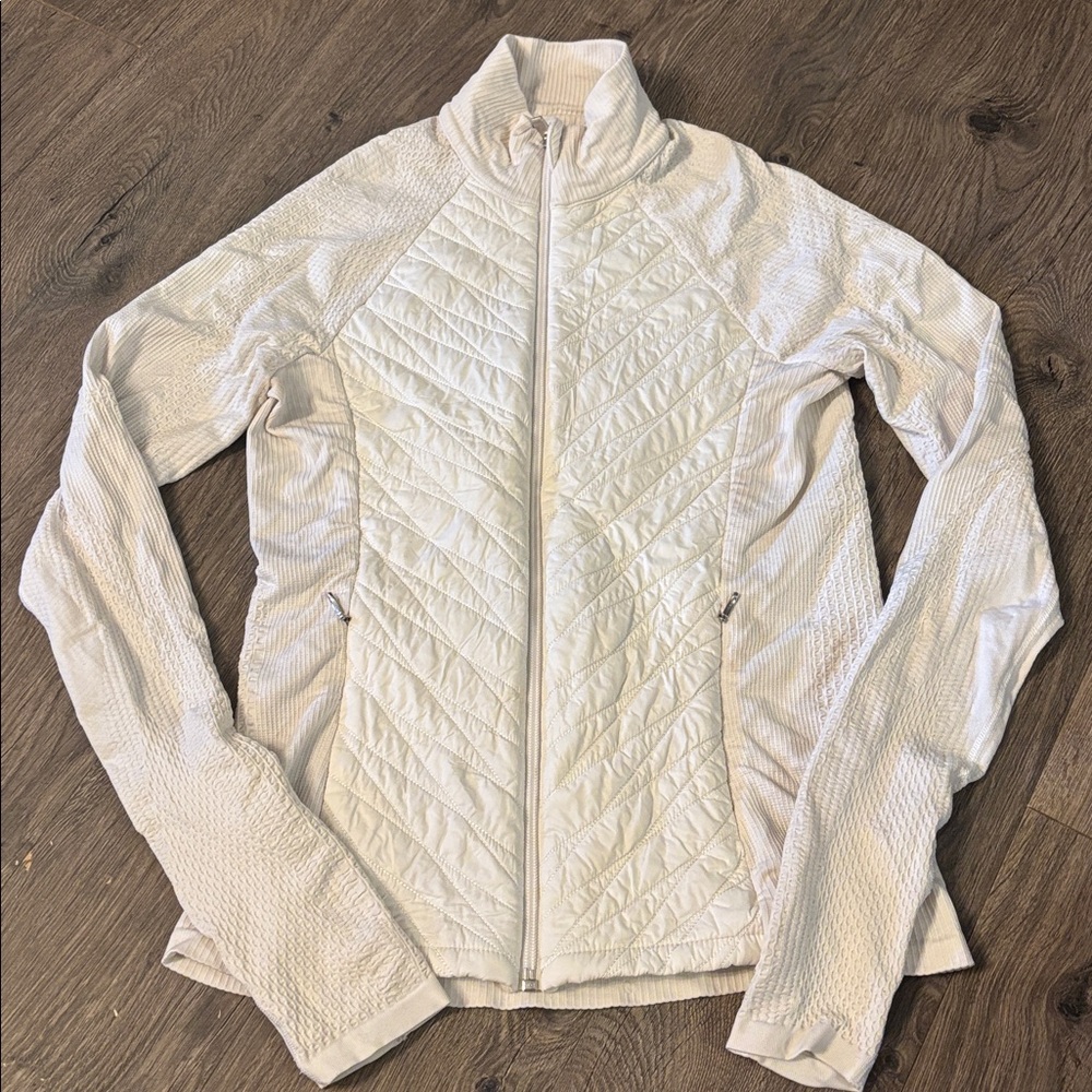 Athleta Cream Quilted Puffer Jacket